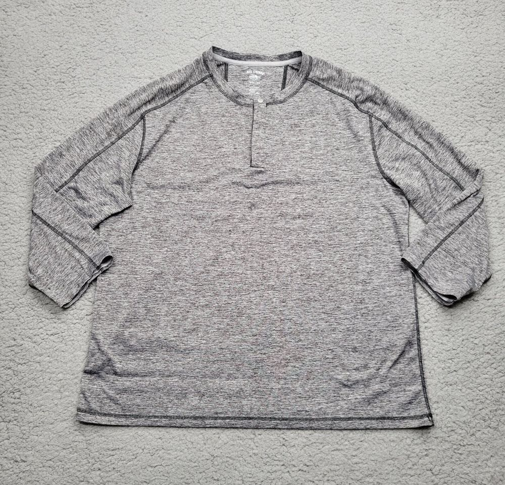Reel Legends Shirt Mens Large Gray Heather Long Sleeve Henley Pullover